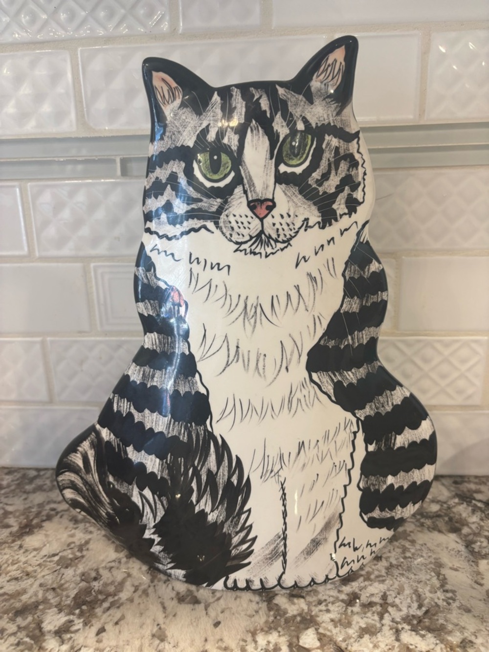 Cats By Nina Large Black & White Cat Decorative Vase